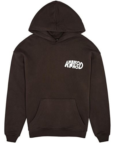 Annie Hood Jumble Logo-Print Hooded Cotton Sweatshirt - Black