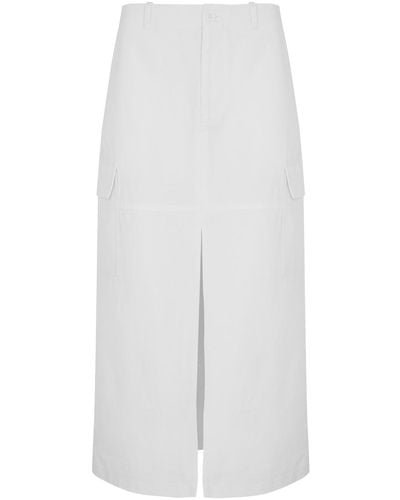AEXAE Cotton Cargo Midi Skirt - White