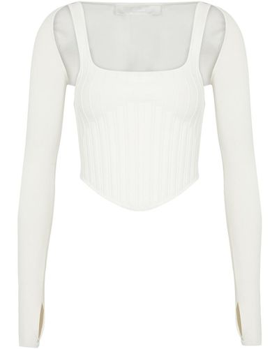 Dion Lee Ribbed Stretch-knit Corset Top - White