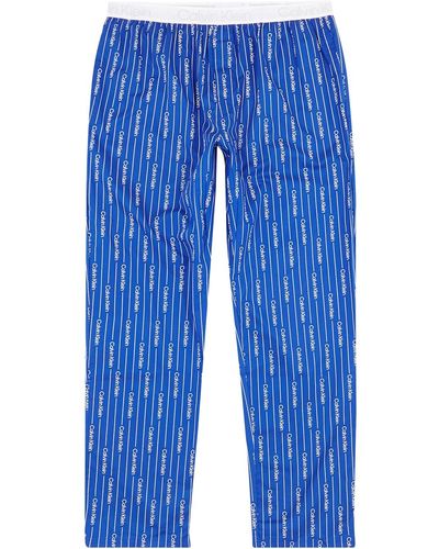 Calvin Klein Logo-print Stretch-cotton Pyjama Trousers - Blue