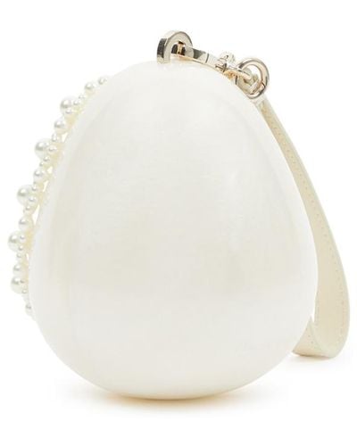 Simone Rocha Micro Egg Pearlescent Perspex Top Handle Bag - White