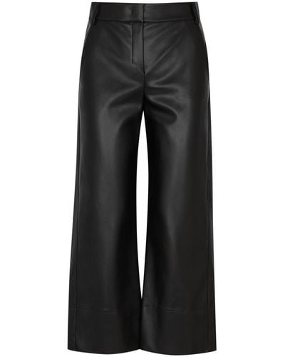 Max Mara Soprano Cropped Faux Leather Trousers - Black