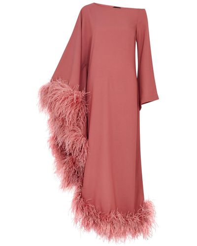 ‎Taller Marmo Ubud Feather-trimmed Maxi Dress - Red