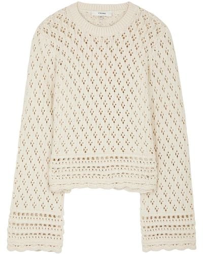 FRAME Pointelle Cotton-blend Sweater - Natural