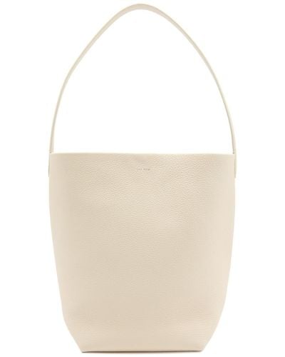 The Row N/S Park Medium Leather Tote - White