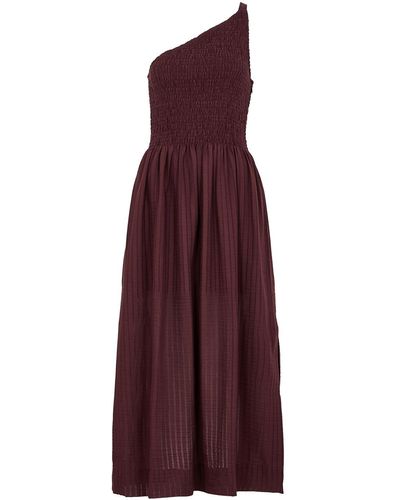 Three Graces London Isa Burgundy One-shoulder Stretch-cotton Dress - Red