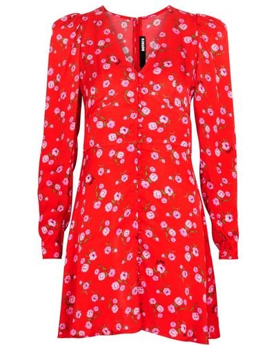 ROTATE SUNDAY Rotate Birger Christensen Floral-Print Satin Mini Dress - Red