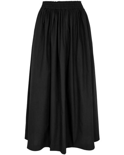 Skall Studio Dagny Pleated Cotton-Poplin Midi Skirt - Black