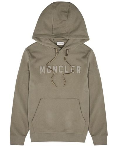 Moncler Logo Hooded Cotton Sweatshirt - Grey