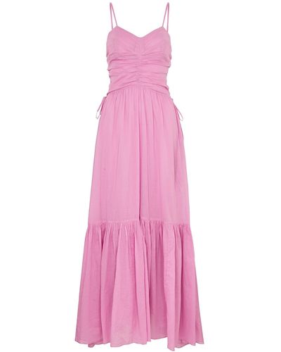 Isabel Marant Isabel Marant Étoile Giana Ruched Cotton Maxi Dress - Pink
