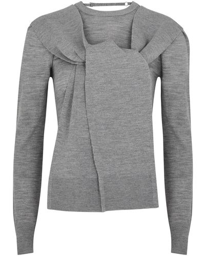 Jacquemus Le Pull Rica Draped Wool-blend Jumper - Grey
