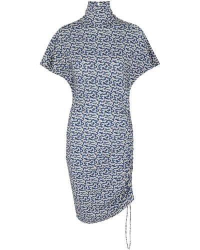 Isabel Marant Lya Printed Stretch-Jersey Mini Dress - Blue