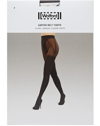 Wolford Garter Belt 40 Denier Tights - White