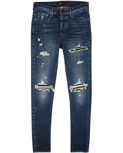 Amiri Mx1 Distressed Skinny Jeans - Blue