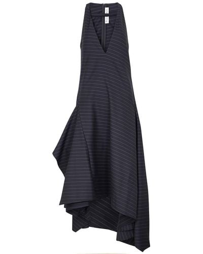 JW Anderson Pinstriped Stretch-wool Midi Dress - Blue