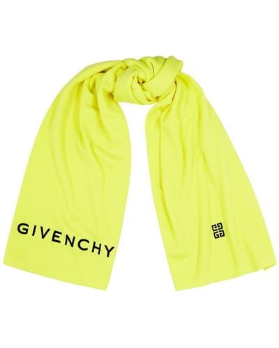 Givenchy Logo-embroidered Wool Scarf - Yellow