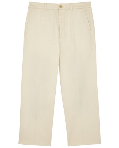 Gucci Cropped Straight-leg Cotton Trousers - Natural