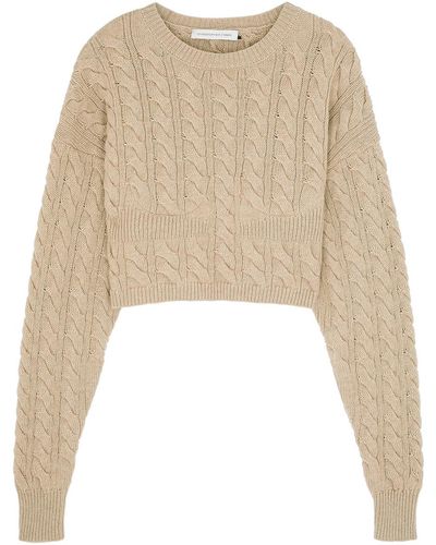 Christopher Esber Cable-Knit Underwired Wool-Blend Jumper - Natural