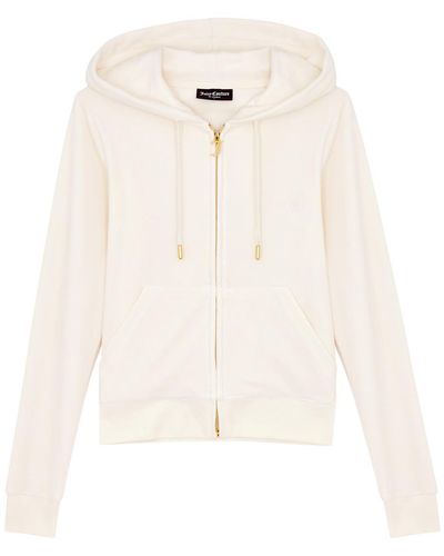 Juicy Couture Classic Robertson Hooded Velour Sweatshirt - White
