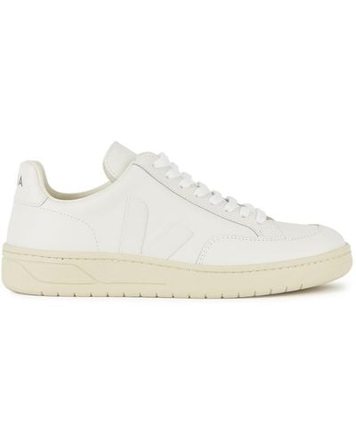Veja V-12 Leather Trainers, Trainers, Leather, , Round Toe - White