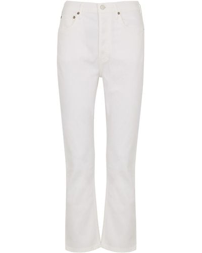 Agolde Riley Cropped Straight-Leg Jeans - White