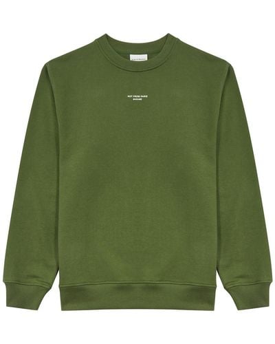 Drole de Monsieur Logo-Print Cotton Sweatshirt - Green