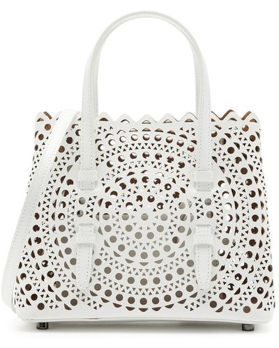 Alaïa Alaïa Mina 20 Leather Top Handle Bag - White