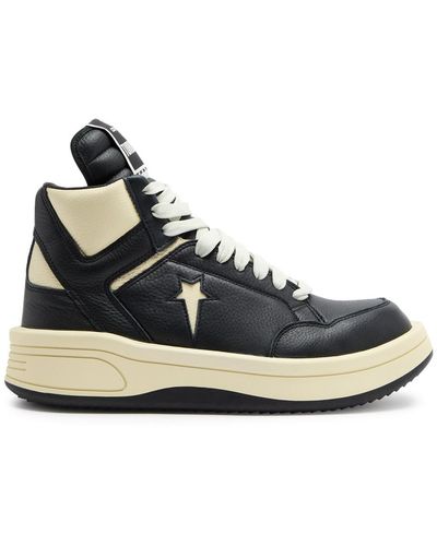 Rick Owens X Converse Turbowpn Panelled Leather Trainers - Black