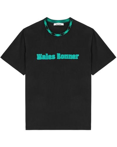 Wales Bonner Original Logo-Embroidered Cotton T-Shirt - Black