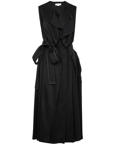 Victoria Beckham Trench Satin-crepe Midi Dress - Black