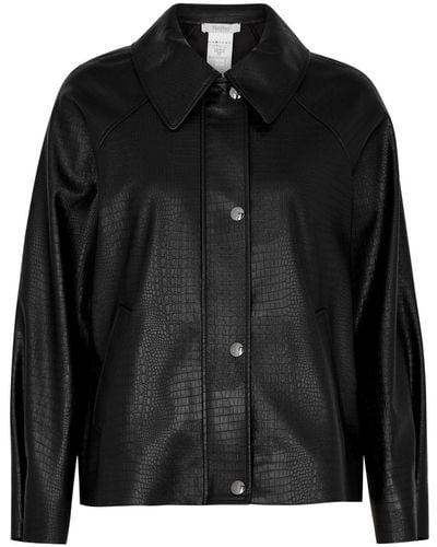 Max Mara Nepal Crocodile-effect Faux Leather Jacket - Black