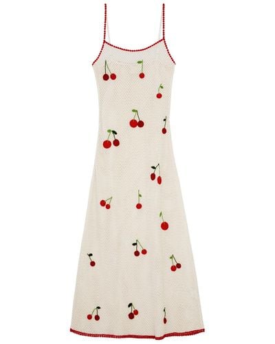 Leslie Amon Treasure Cherry Crochet Maxi Dress - Natural