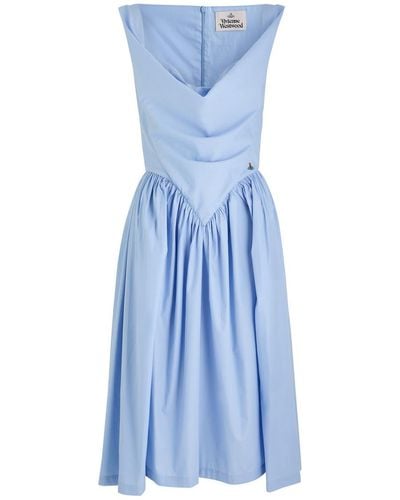 Vivienne Westwood Sunday Draped Cotton Midi Dress - Blue