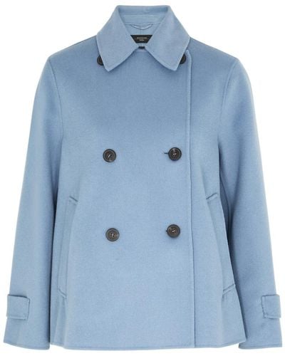 Weekend by Maxmara Usuale Double-breasted Wool-blend Coat - Blue