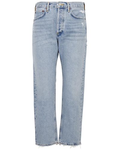 Agolde Parker Distressed Straight-leg Jeans - Blue