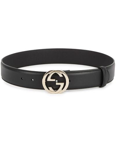 Gucci Gg Leather Belt - Black