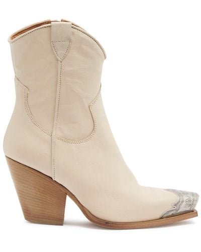 Free People Brayden Leather Cowboy Boots - Natural