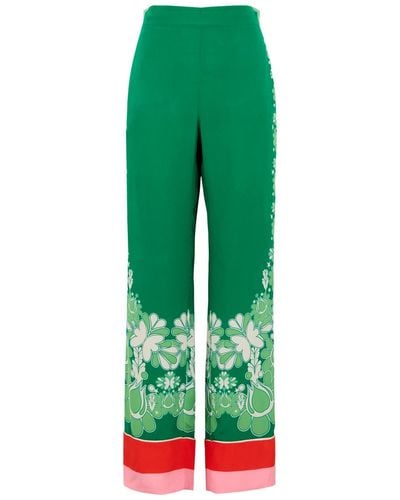 Borgo De Nor Havana Printed Wide-Leg Trousers - Green