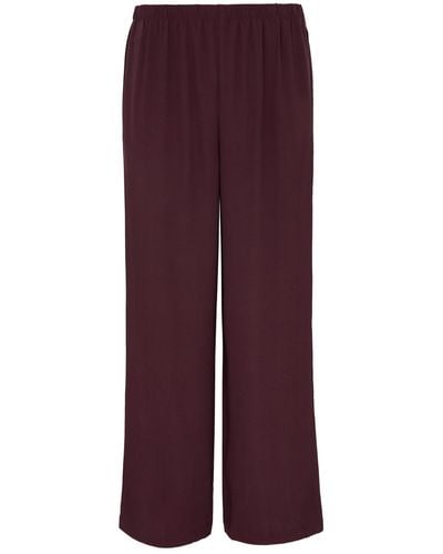 Eileen Fisher Straight-Leg Silk-Georgette Trousers - Purple