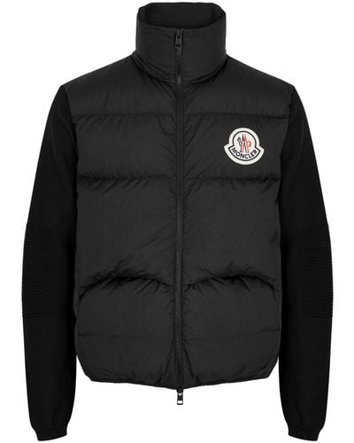 Moncler Quilted Shell And Ribbed-knit Jacket - Black