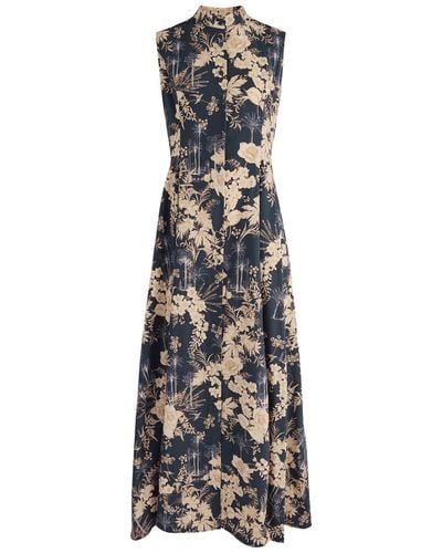 Evi Grintela Carine Floral-Print Cotton Maxi Dress - Blue