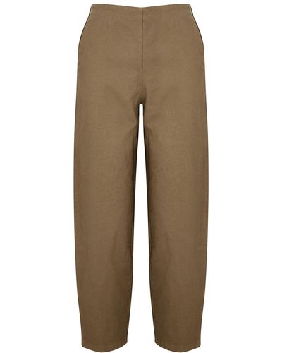 Eileen Fisher Brown Cropped Piqué Cotton Trousers