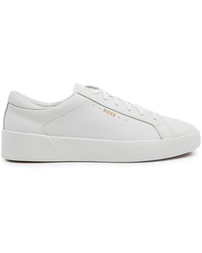 BOSS Belwar Leather Trainers - White
