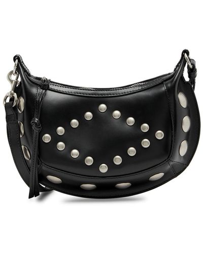 Isabel Marant Oskan Moon Studded Leather Shoulder Bag - Black