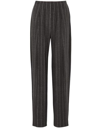 Norma Kamali Striped Stretch-jersey Trousers - Grey