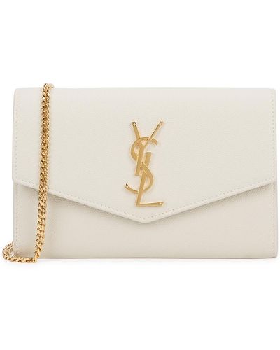 Saint Laurent Leather Wallet-On-Chain, Wallet Bag, , Leather - Natural