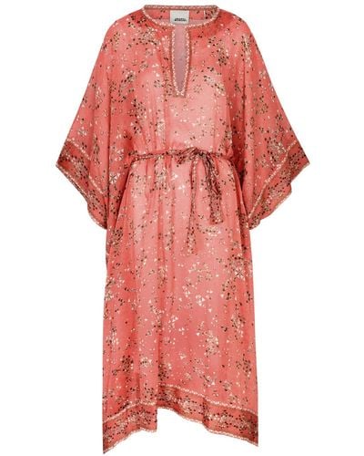 Isabel Marant Amira Printed Cotton-Blend Kaftan Dress - Red