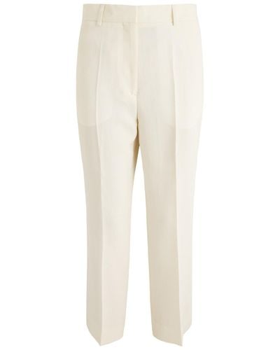 Totême Cropped Straight-Leg Woven Trousers - Natural