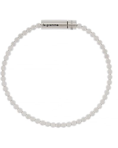 Le Gramme 11g Polished Sterling Beads Bracelet - White