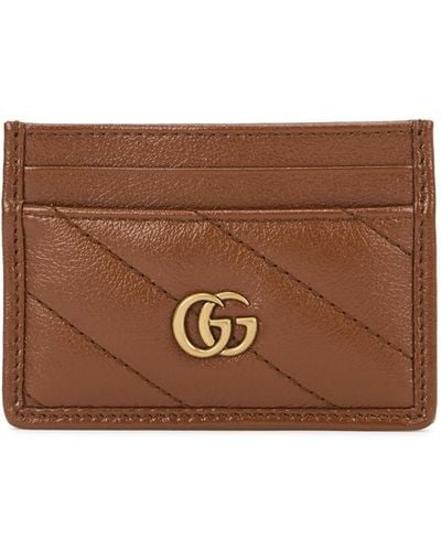 Gucci Gg Marmont Leather Card Holder - Brown